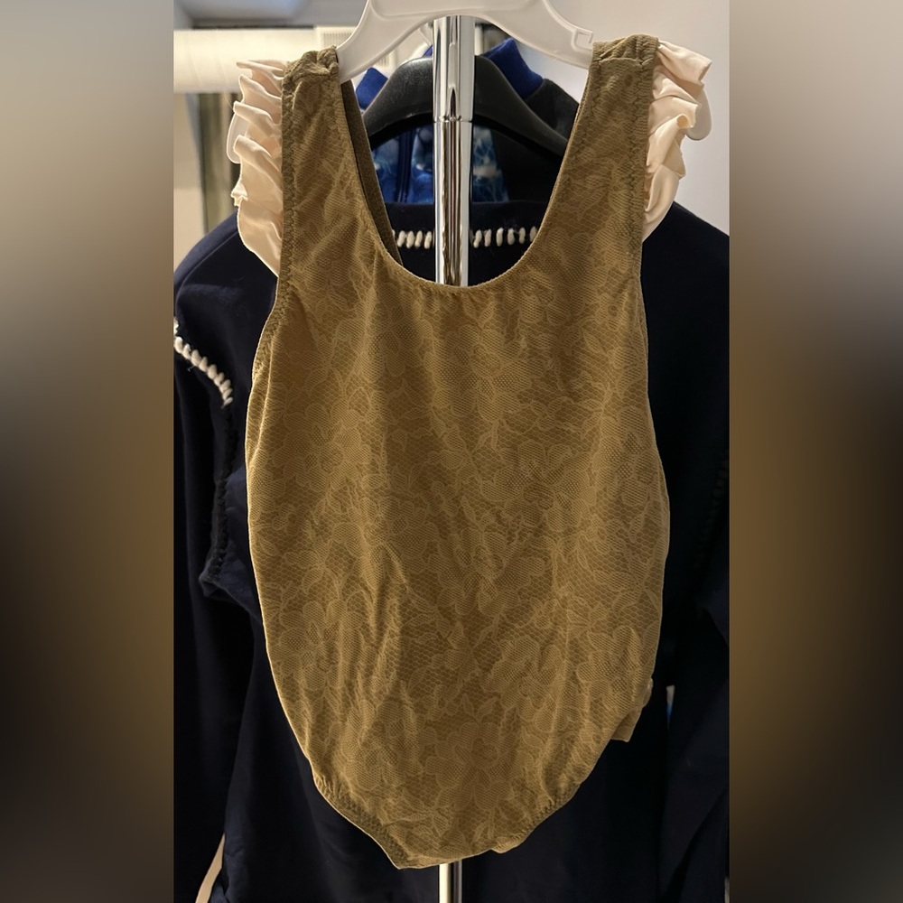 Eberjey Khaki Green Girls Swimsuit Size 8. Lace pattern  In excellent condition